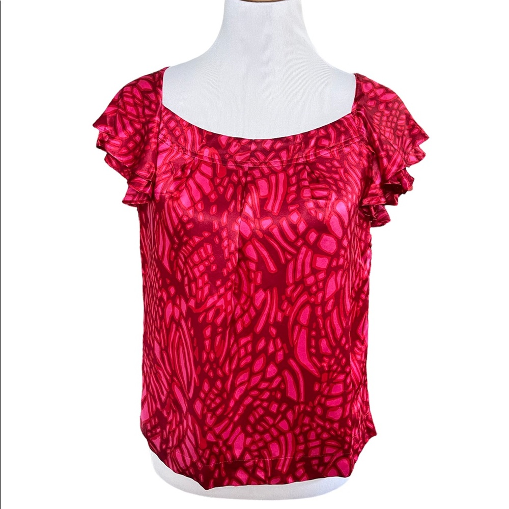 Banana Republic 100% silk flutter sleeve top